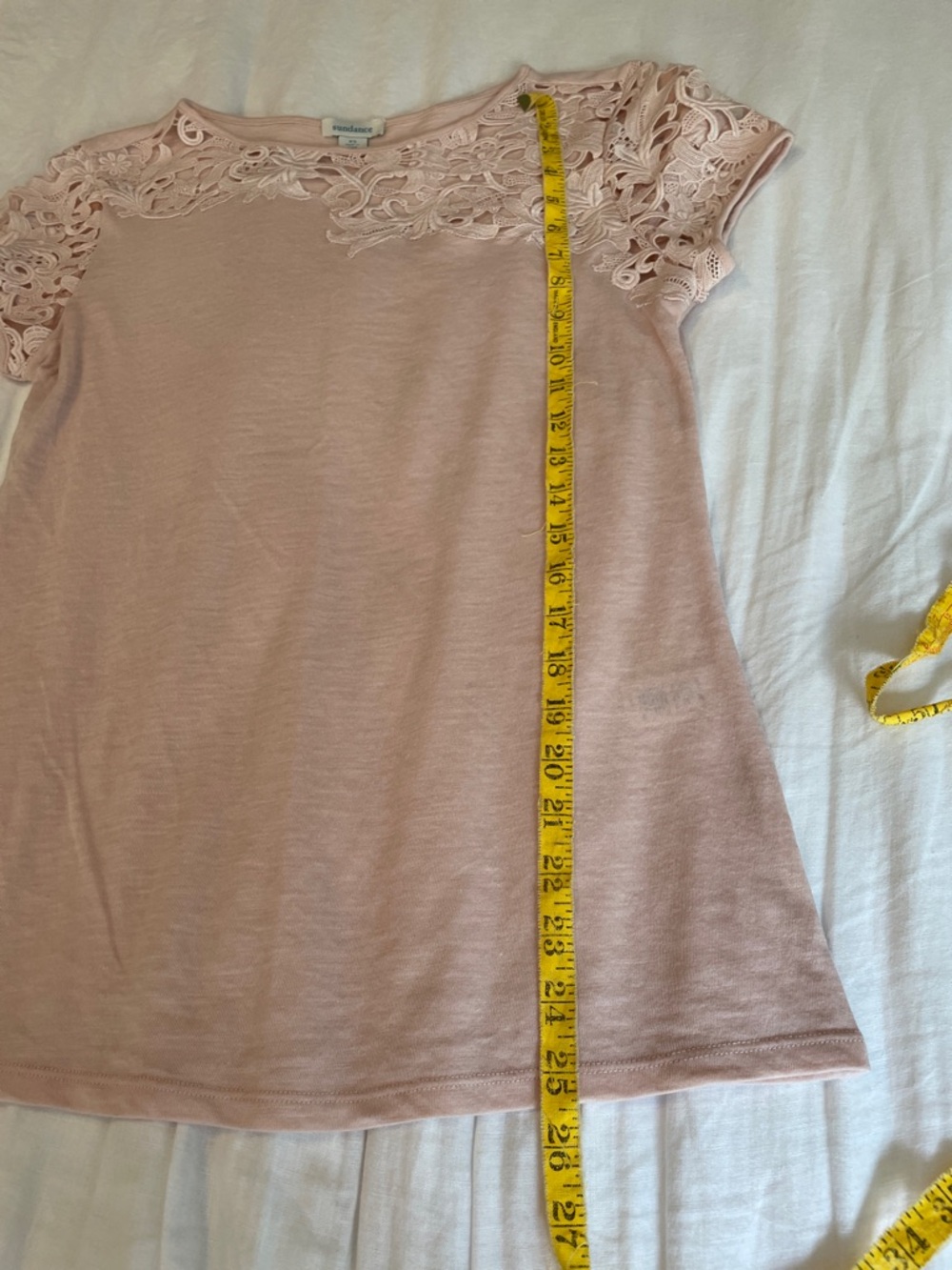 Sundance Blush Lace-Yoke Short Sleeve Tee - Picture 4 of 7